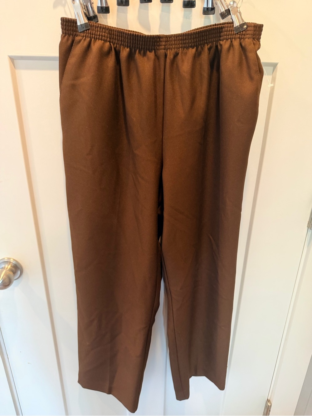 Alfred Dunner Pants Womens 12P Petite Brown Pull On Elastic Waist Straight Leg